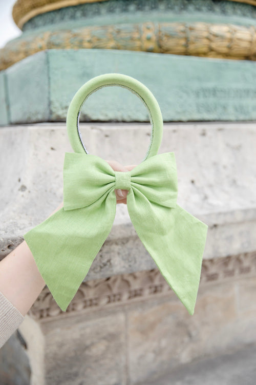 Charlotte bow linen green